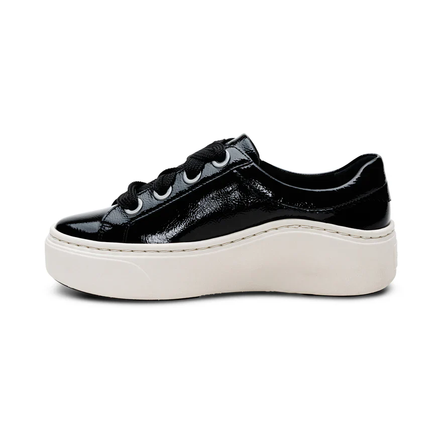AETREX- WOMEN'S AUBREY ARCH SUPPORT PLATFORM BLACK PATENT SNEAKER - Image 4