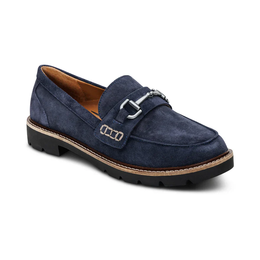 AETREX- WOMEN'S COLLETTE ARCH SUPPORT NAVY SUEDE LOAFER - Image 2