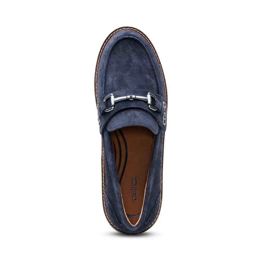 AETREX- WOMEN'S COLLETTE ARCH SUPPORT NAVY SUEDE LOAFER - Image 5