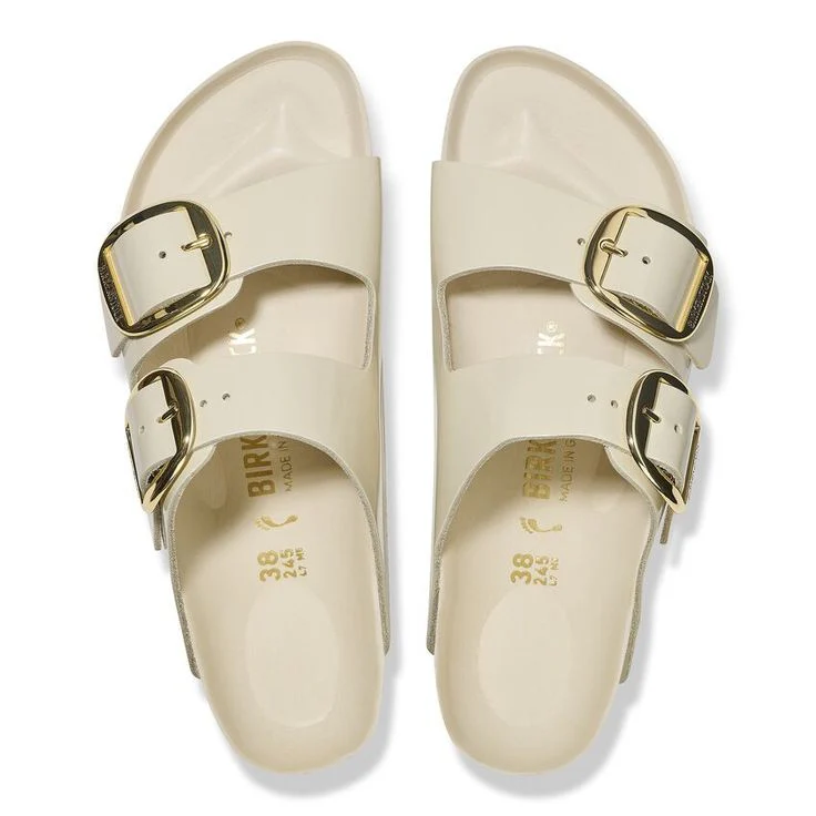 BIRKENSTOCK- ARIZONA BIG BUCKLE NATURAL LEATHER PATENT- HIGH SHINE SANDAL - Image 3