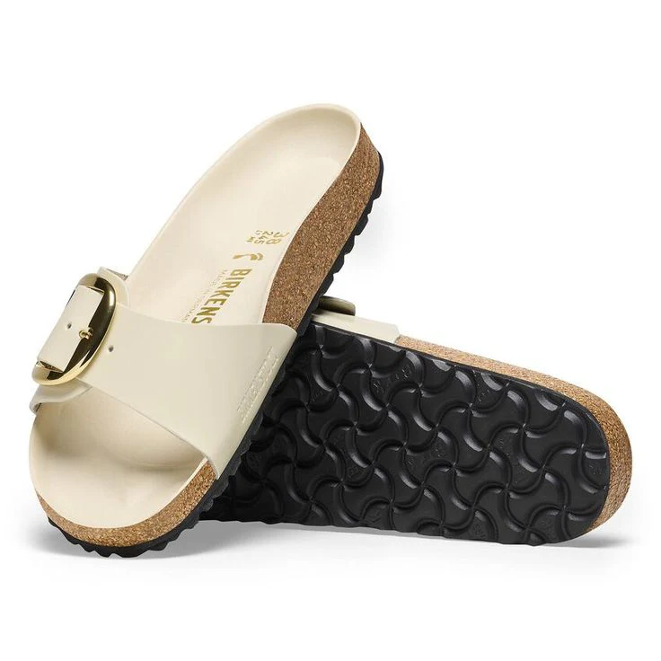 BIRKENSTOCK- MADRID BIG BUCKLE NATURAL LEATHER PATENT- HIGH SHINE SANDAL - Image 4