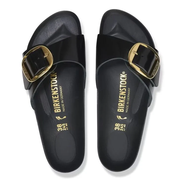 BIRKENSTOCK- MADRID BIG BUCKLE NATURAL LEATHER PATENT SANDAL - Image 3