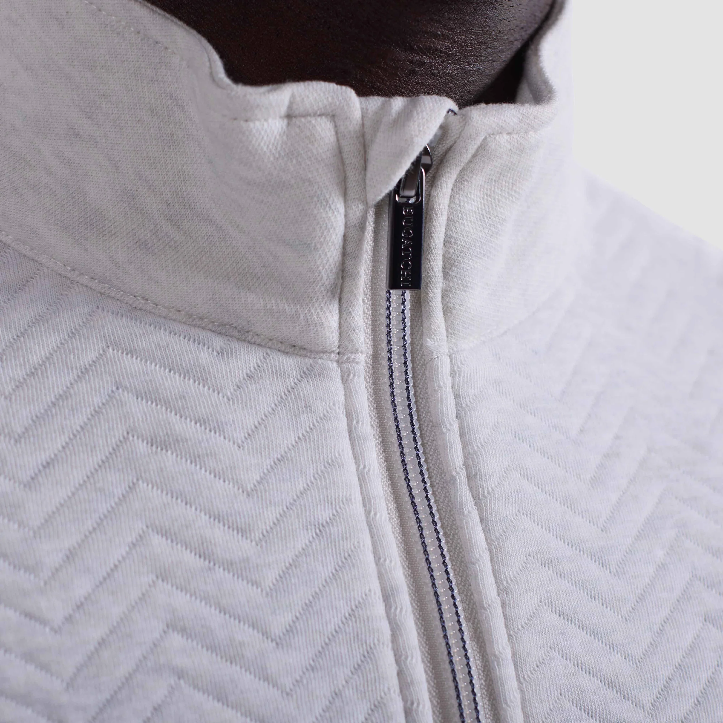 BUGATCHI - MENS Chevron Melange Quarter Zip Pullover - Image 6