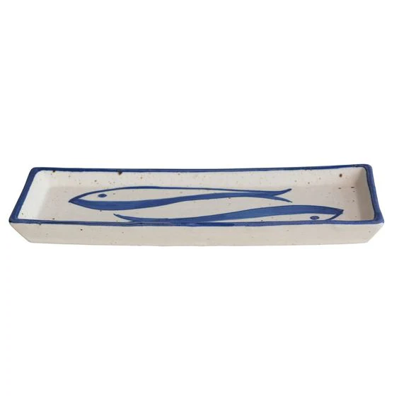 CREATIVE CO-OP- HAND-PAINTED STONEWARE FISH PLATE - Image 2