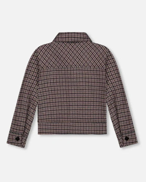 DEUX PAR DEUX- KIDS' JACQUARD HOUNDSTOOTH PATTERN KNIIT JACKET - Image 4