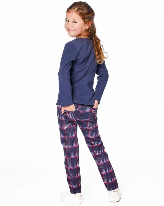 DEUX PAR DEUX- KIDS' MILANO RED AND NAVY PLAID TREGGINGS PANT - Image 3