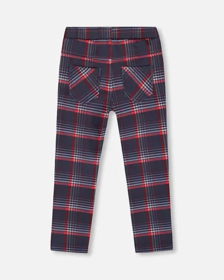 DEUX PAR DEUX- KIDS' MILANO RED AND NAVY PLAID TREGGINGS PANT - Image 4