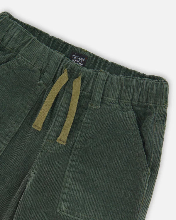 DEUX PAR DEUX- KIDS' FOREST GREEN STRETCH CORDUROY JOGGER PANT - Image 5
