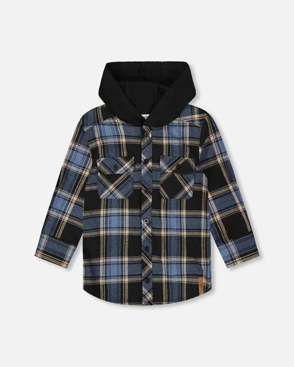 Deux Par Deux - Hooded Flannel Shirt #H20U14 - Image 4