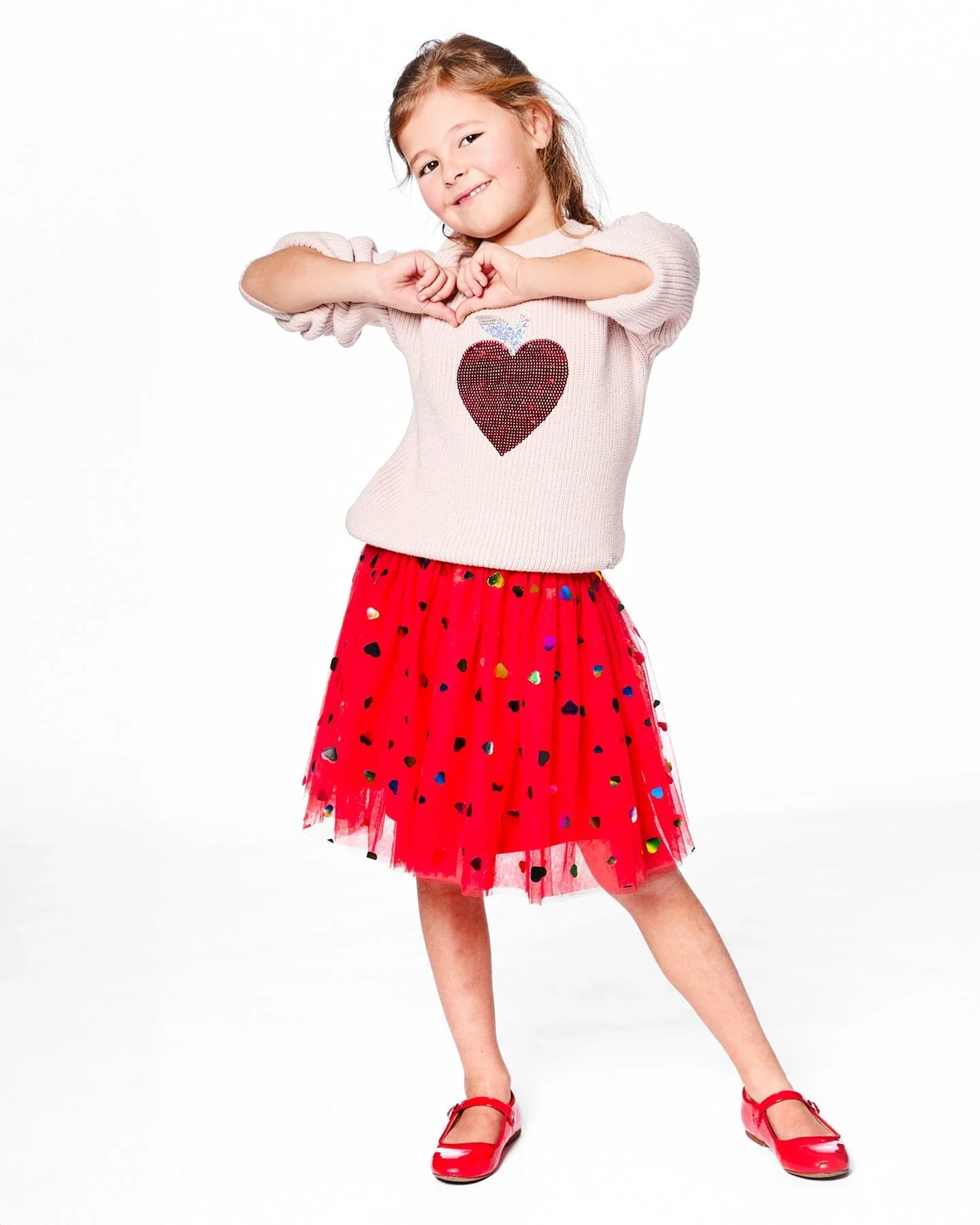 DEUX PAR DEUX - KIDS KNIT SWEATER W/SEQUIN HEART #H20IT72 - Image 3