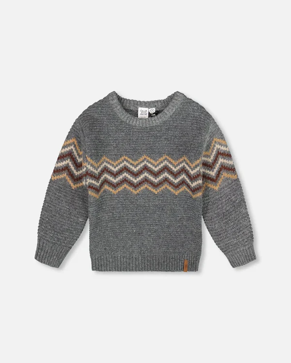 DEUX PAR DEUX- KIDS' DARK HEATHER GRAY KNIT SWEATER - Image 2