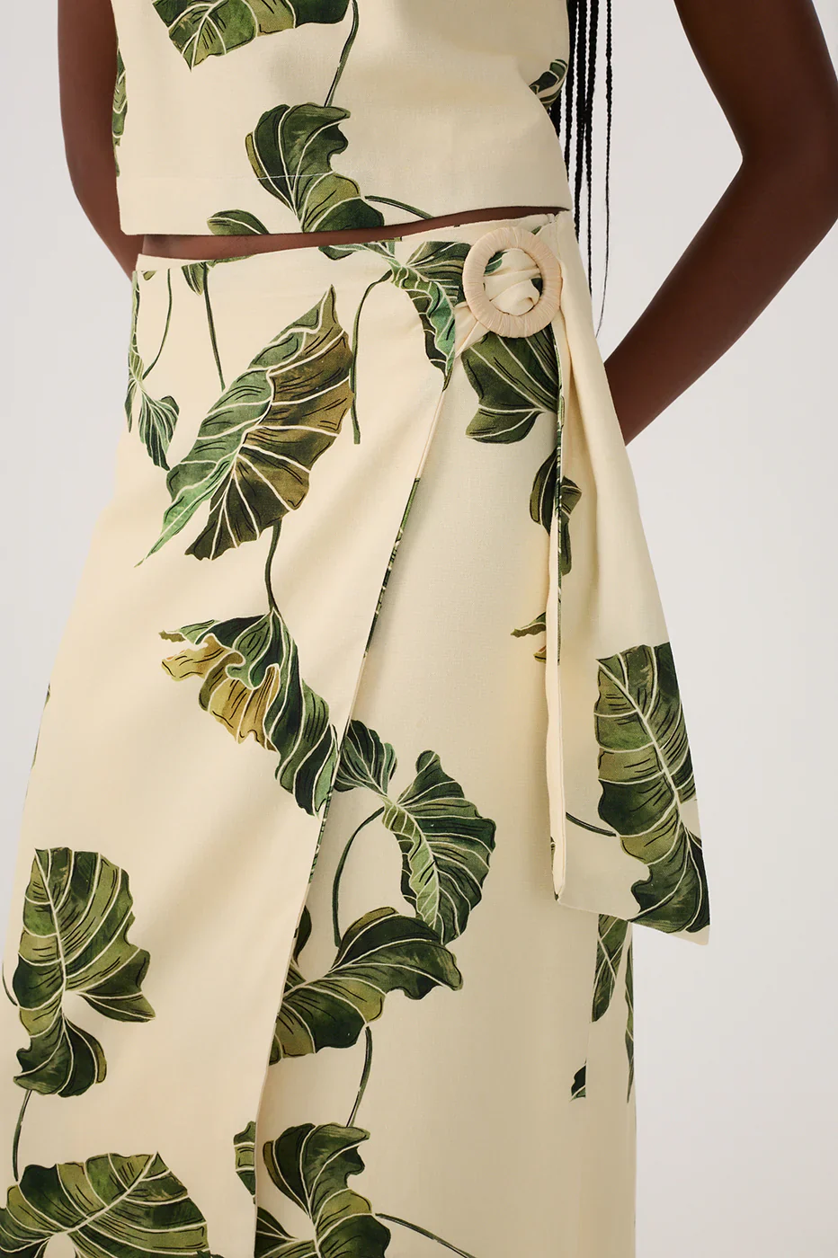 DRESS TO - WOMEN'S LEAF PRINT WRAP MIDI SKIRT - Image 3