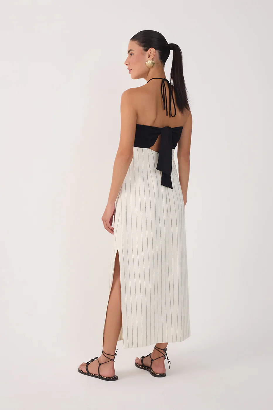 DRESS TO - WOMEN'S PINSTRIPE HALTER MAXI DRESS - Image 2