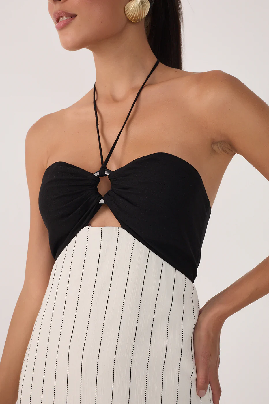 DRESS TO - WOMEN'S PINSTRIPE HALTER MAXI DRESS - Image 3