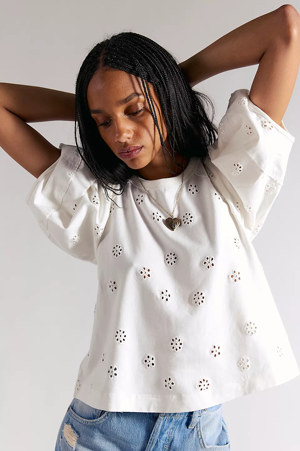 FREE PEOPLE - JESSIE EYELET TEE - Image 2