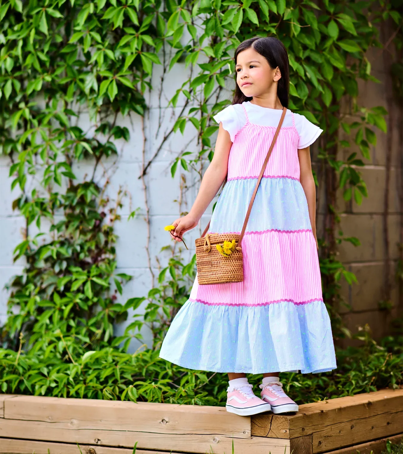 HATLEY -  KIDS MIXED SEERSUCKER STRAPPY MIDI DRESS - Image 2