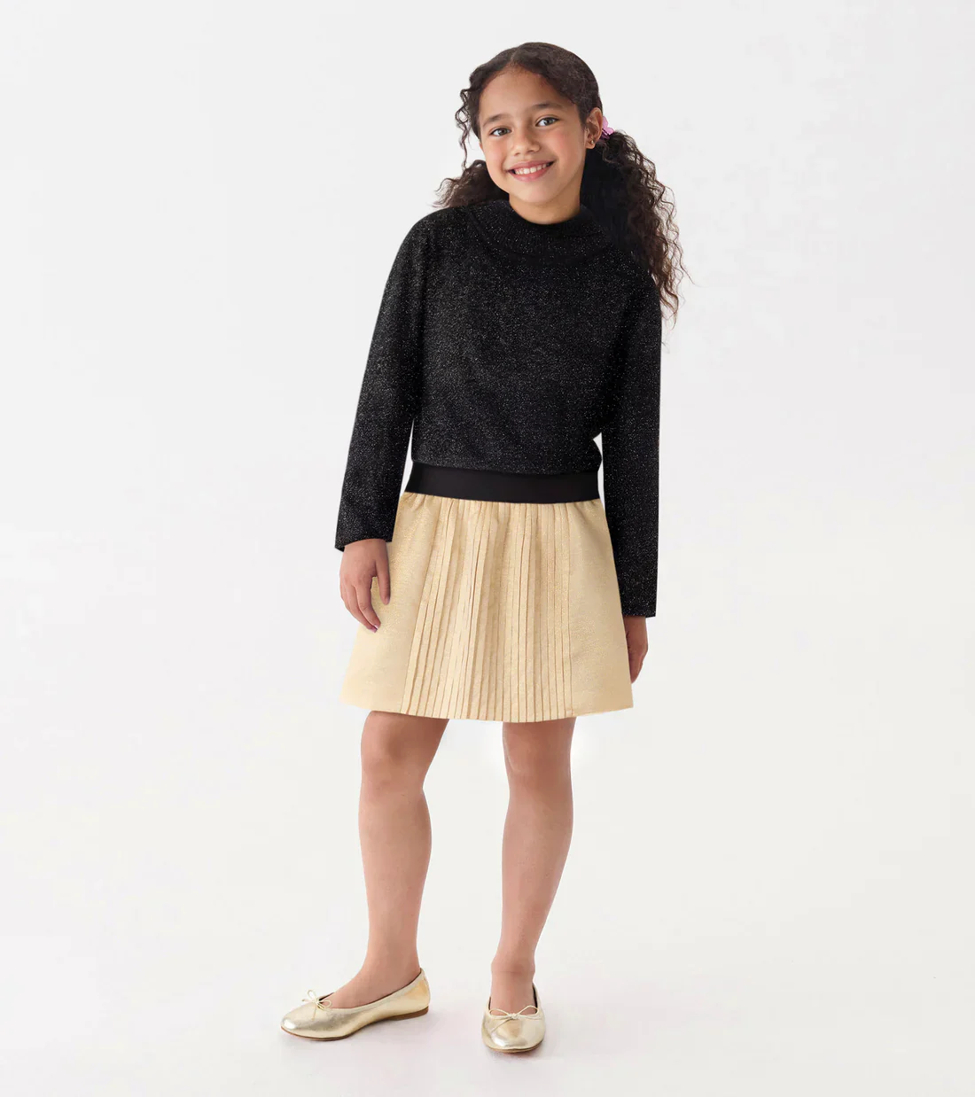 HATLEY - KIDS GOLD PLEATED SKIRT - Image 2