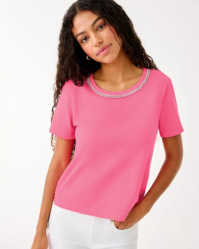 LILLY PULITZER - WOMEN'S CLAIRMONT RHINESTONE TOP - Image 9