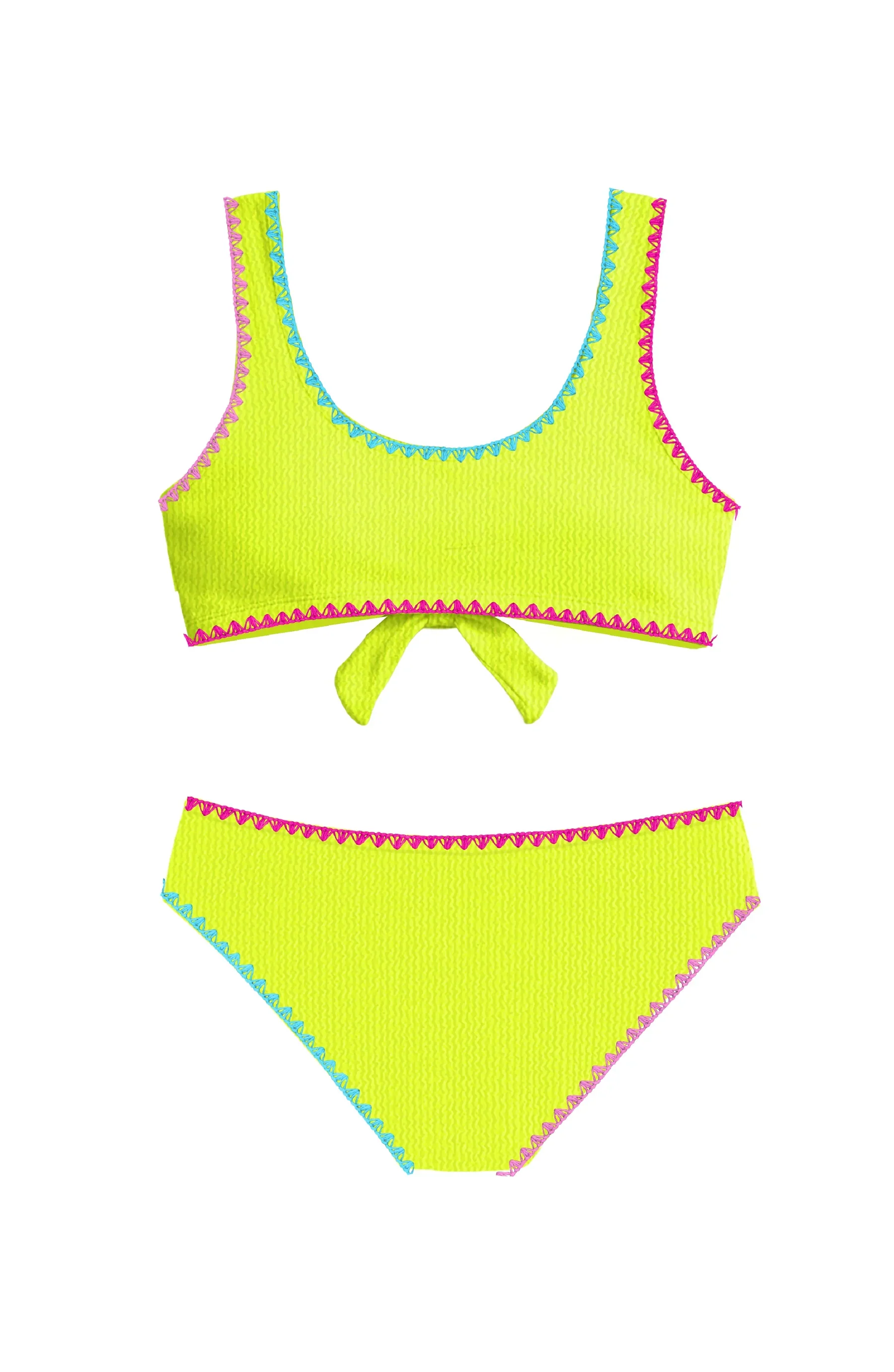 LIMEAPPLE -Izy Crinkle Tie Bikini with Embroidered Trim - Image 2