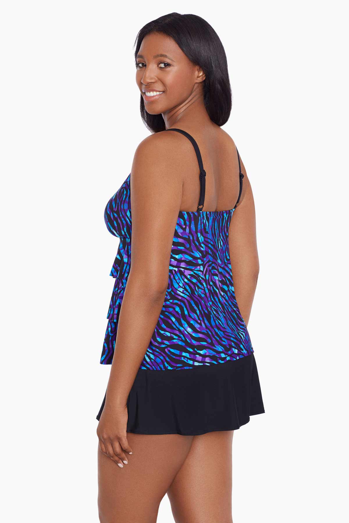LONGITUDE- Ruffle Faux Skirtini W/ Pockets Long Torso One Piece Swimsuit - Image 2