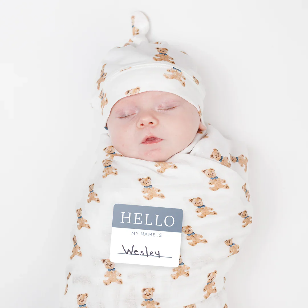 LULUJO - HELLO WORLD BLANKET + KNOTTED HAT VINTAGE BEAR - Image 3