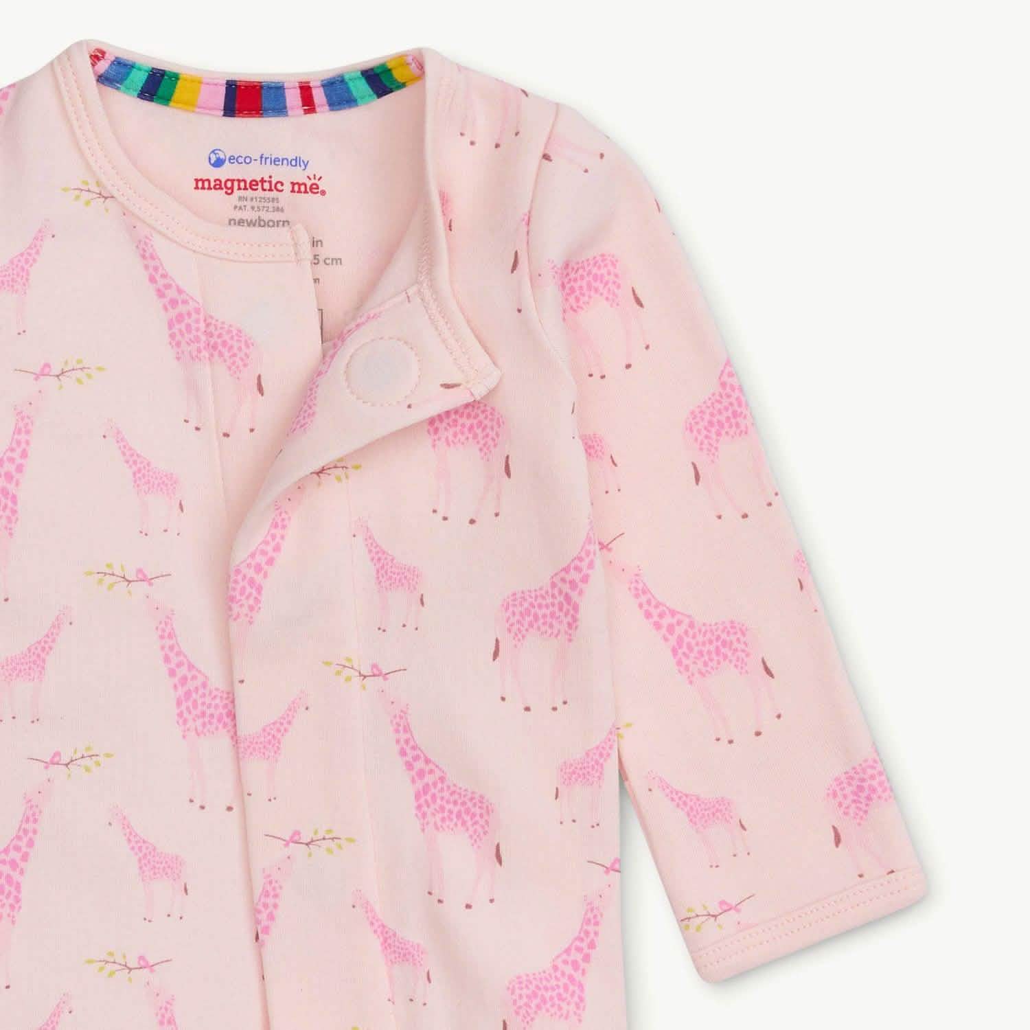 MAGNETIC ME - PINK JOLIE GIRAFFE ORGANIC COTTON MAG FOOTIE - Image 2