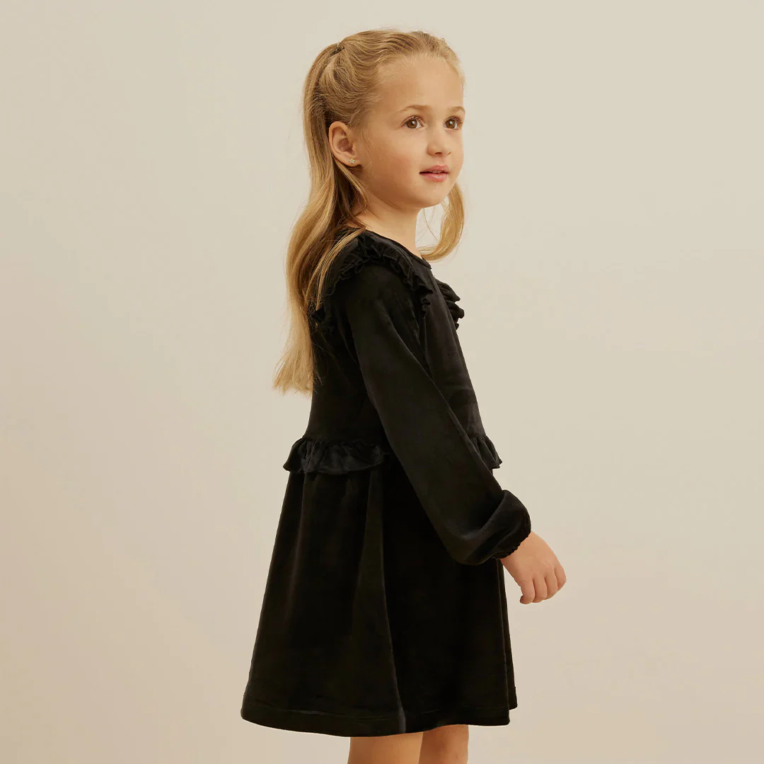 MILES THE LABEL - KIDS' BLACK VELOUR DRESS (3M TO 24M) - Image 2
