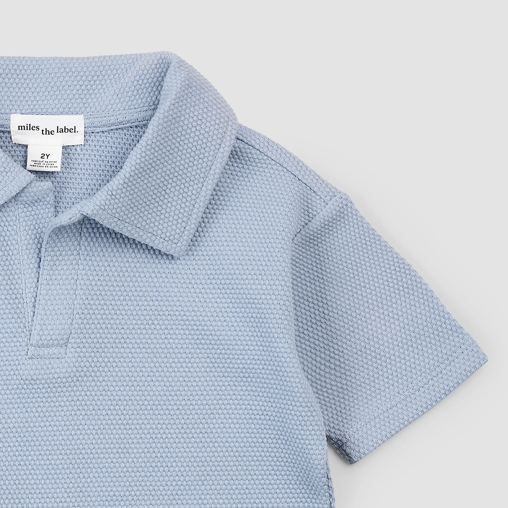 MILES THE LABEL - BOY S/S POLO TOP KNIT-BLUE DUSTY 26RMW01T04-K - Image 3