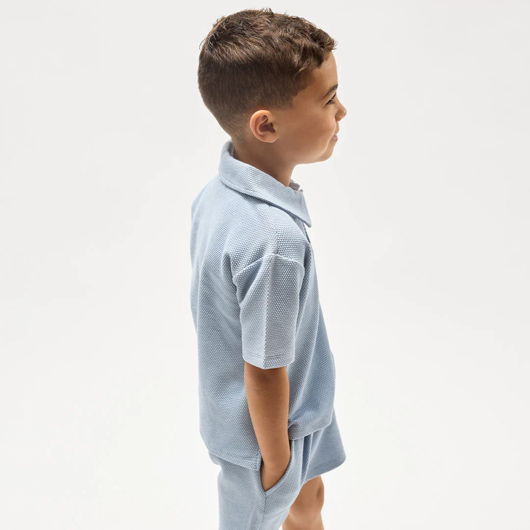 MILES THE LABEL - BOY S/S POLO TOP KNIT-BLUE DUSTY 26RMW01T04-K - Image 4