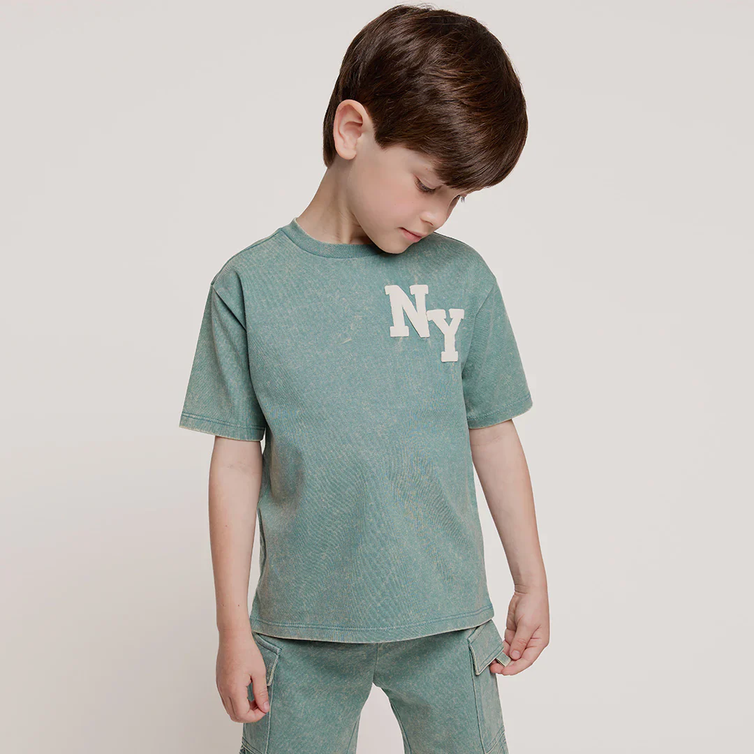 MILES THE LABEL - BOY S/S T-SHIRT KNIT-TEAL 26SMW03T04-K - Image 3