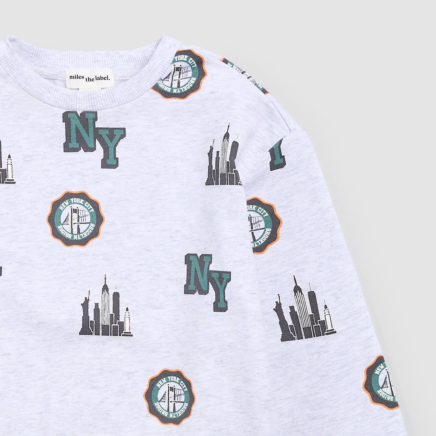 MILES THE LABEL - BOY SWEATSHIRT KNIT-HEATHER GREY LT. 26SMW03T02-Y - Image 3
