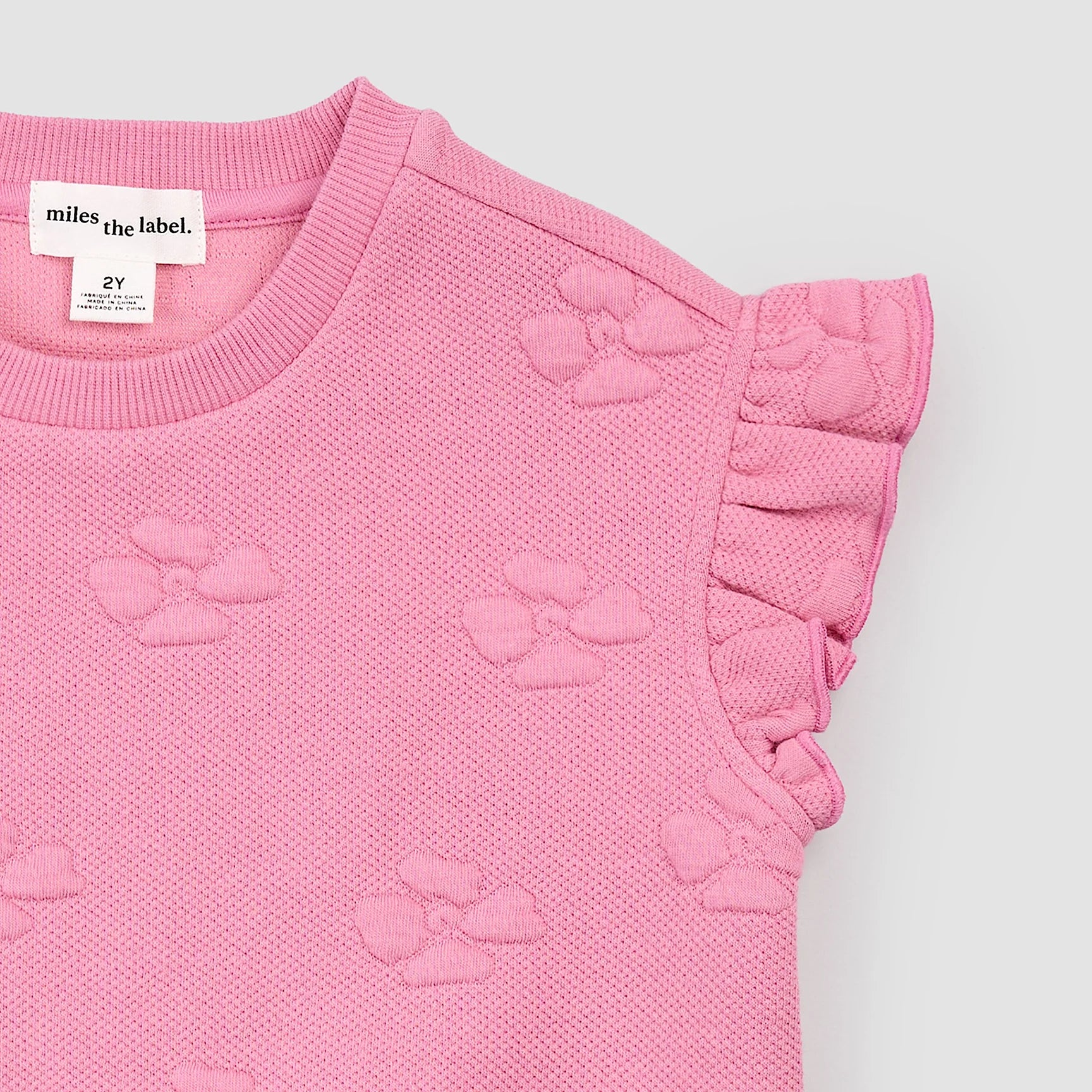 MILES THE LABEL - GIRL S/S TOP KNIT-PINK DK. 26RMW02T04-K - Image 2