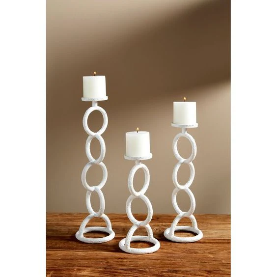 MUDPIE- WHITE LINK CANDLE STICK - Image 2