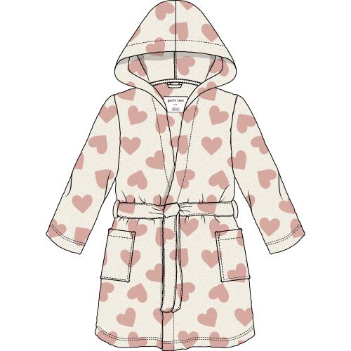 PETIT LEM- Kids Heart Prints on Ivory Plush Robe (8-14) - Image 4