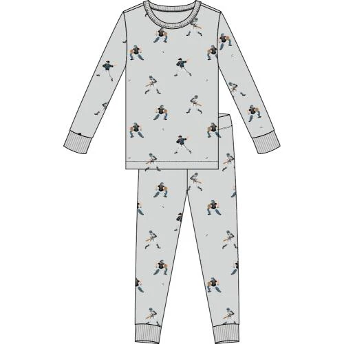 PETIT LEM- Kids Baseball Player Print on Lunar Rock PJ Set - Image 3