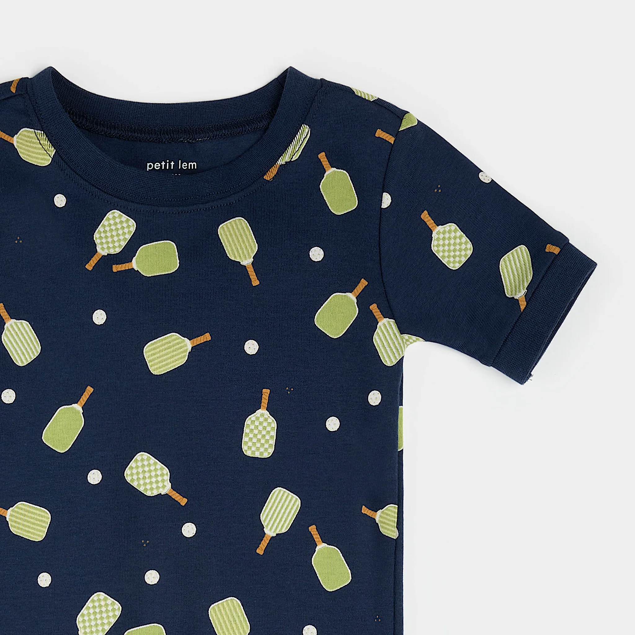 PETIT LEM- Kids Pickleball Print on Dress Blue Short-Sleeved PJ Set - Image 2