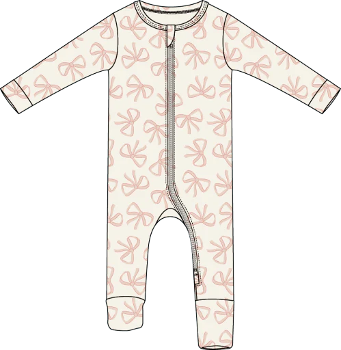 PETIT LEM - Baby Bows Print on Ivory Convertible Sleeper - Image 4