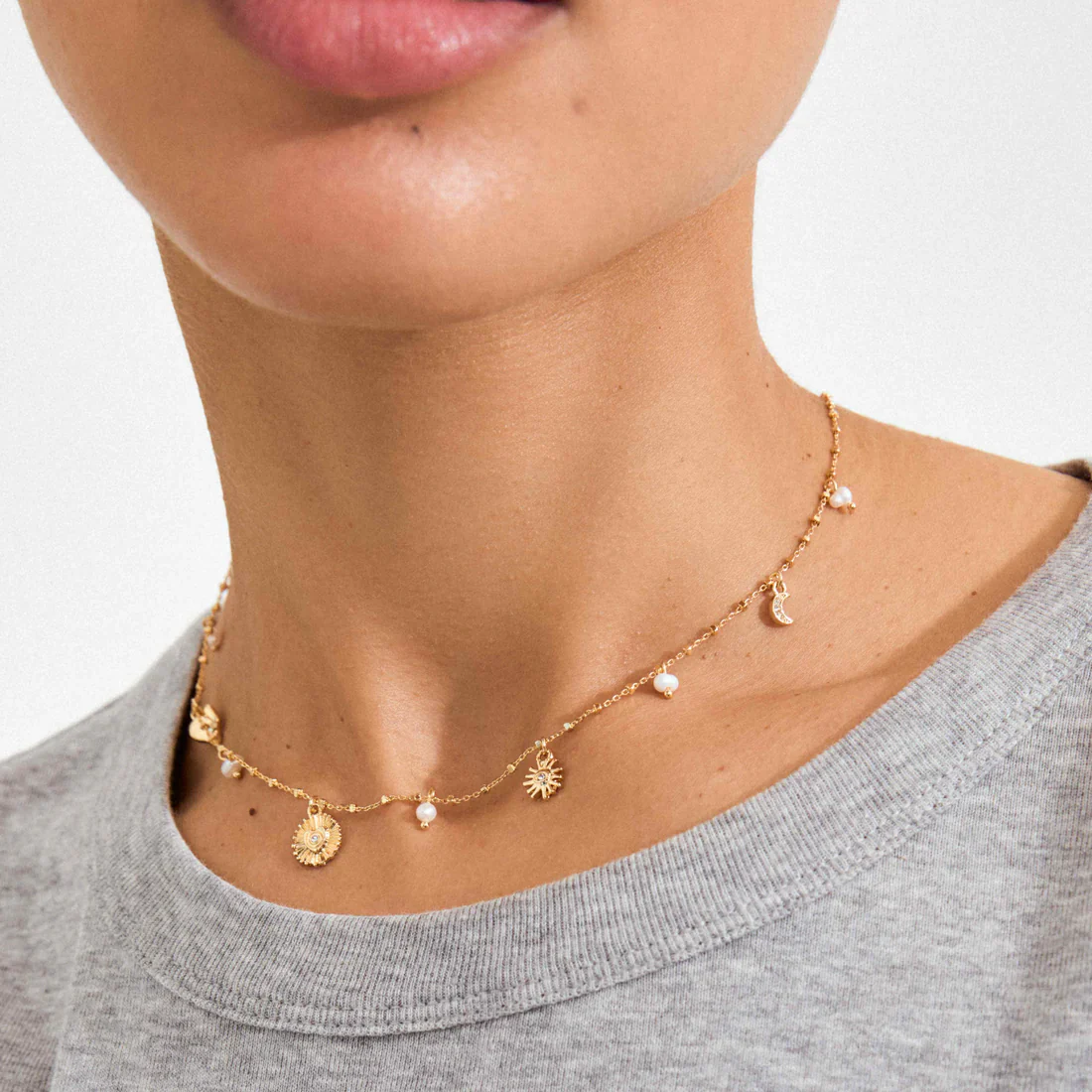 PILGRIM - Necklace : Mylan : Gold Plated : White - Gold Plated - Image 3