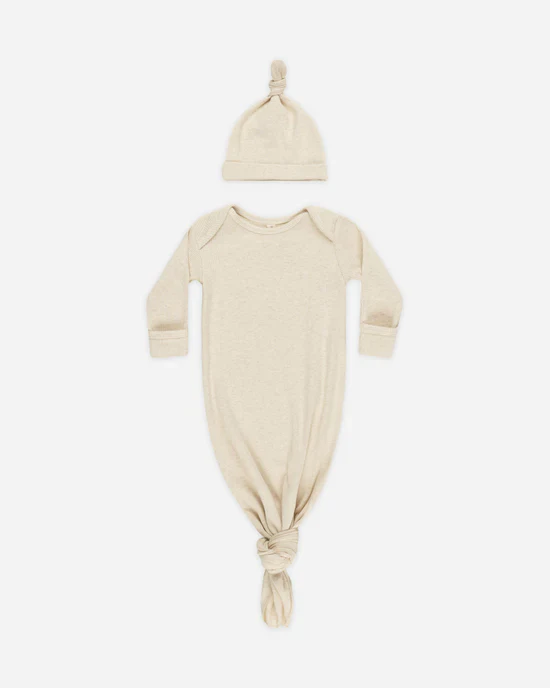QUINCY MAE - KNOTTED BABY GOWN + HAT - Image 3
