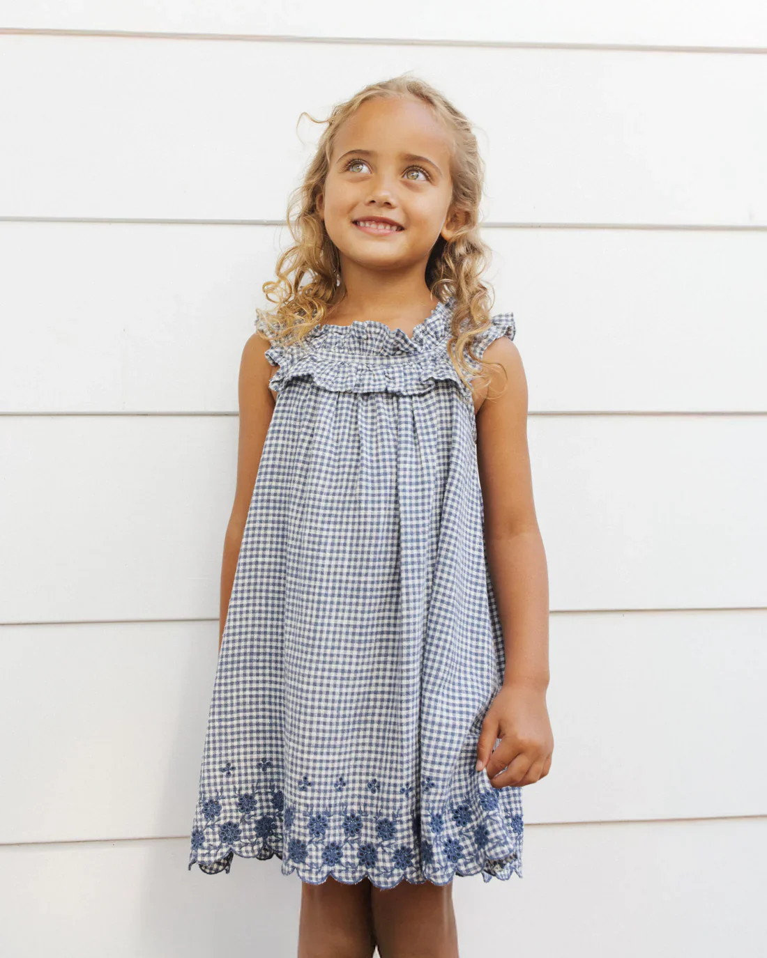 RYLEE + CRU - KIDS LENNON DRESS MARINE GINGHAM - Image 2