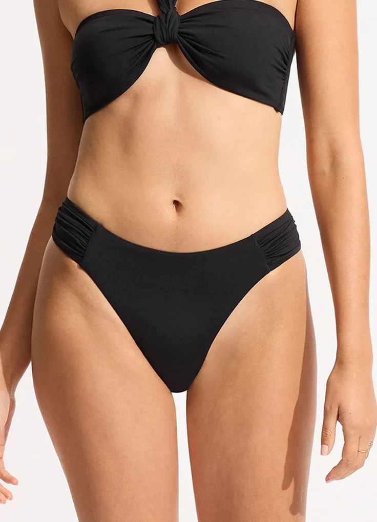 SEAFOLLY- WOMEN'S HIGH LEG ROUCHED SWIM BOTTOM - Image 5