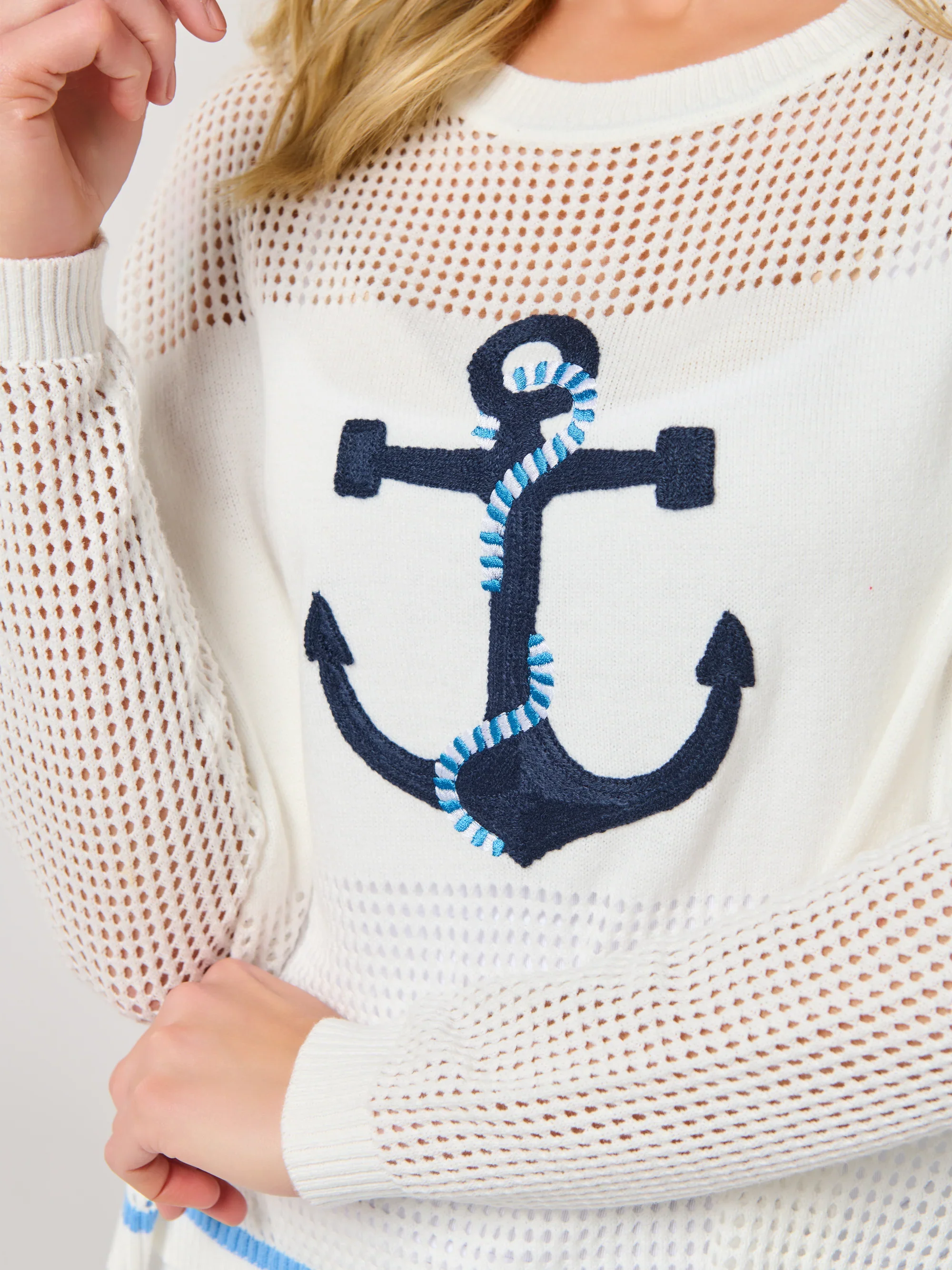 SHIRALEAH - ANCHOR MESH SWEATER - Image 4