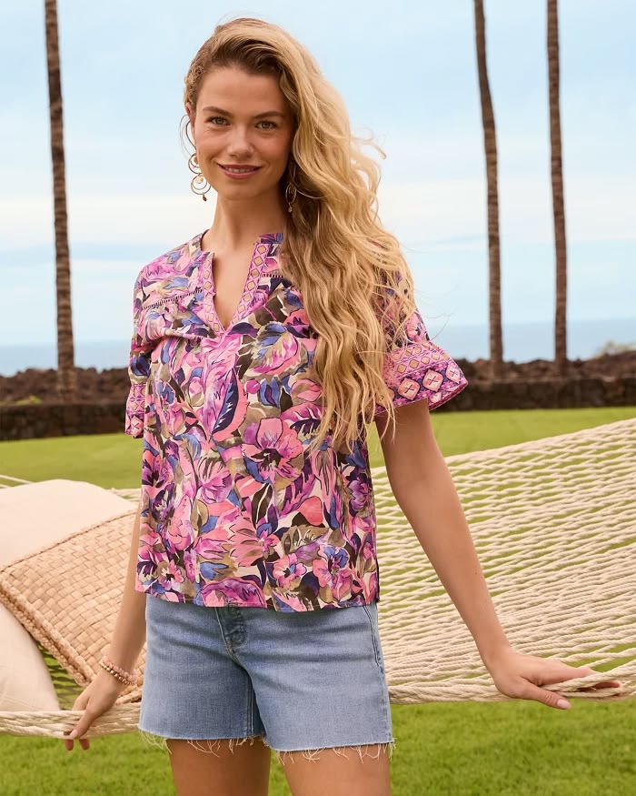 TOMMY BAHAMA - GARDEN OASIS FLUTTER SVL TOP - Image 5