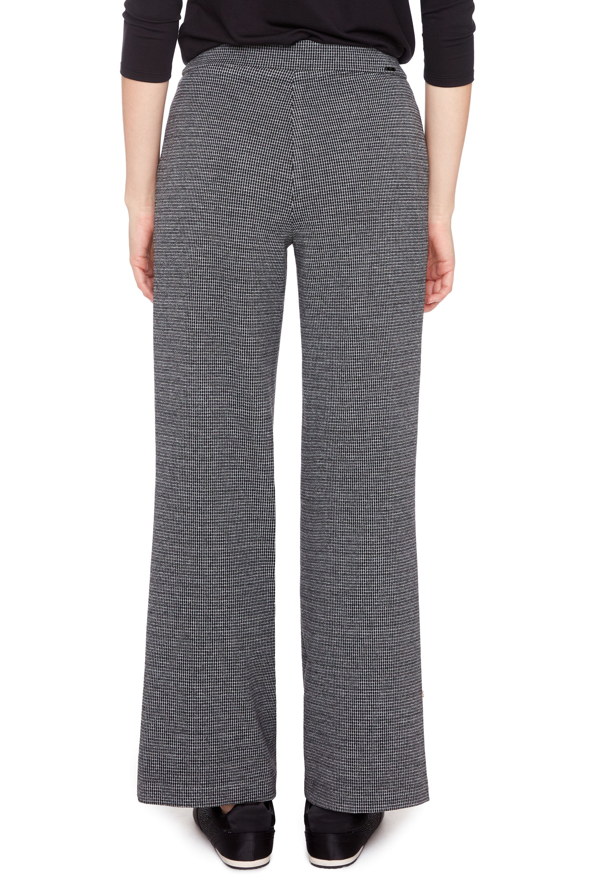 UP! PANT- WOMEN'S CHECK PRINT KNIT WIDE-LEG FULL-LENGTH PANT - Image 2