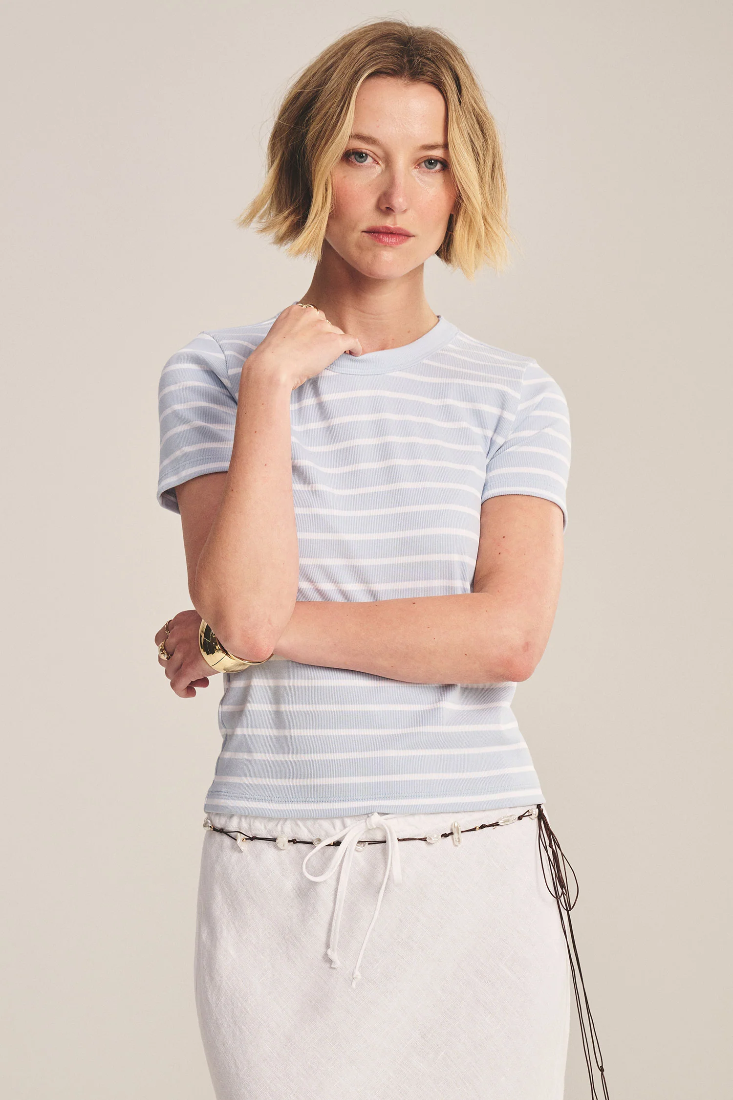 VELVET - STRIPE RIB & POPLIN MIX MEDIA TOP BRENDA07 - Image 10