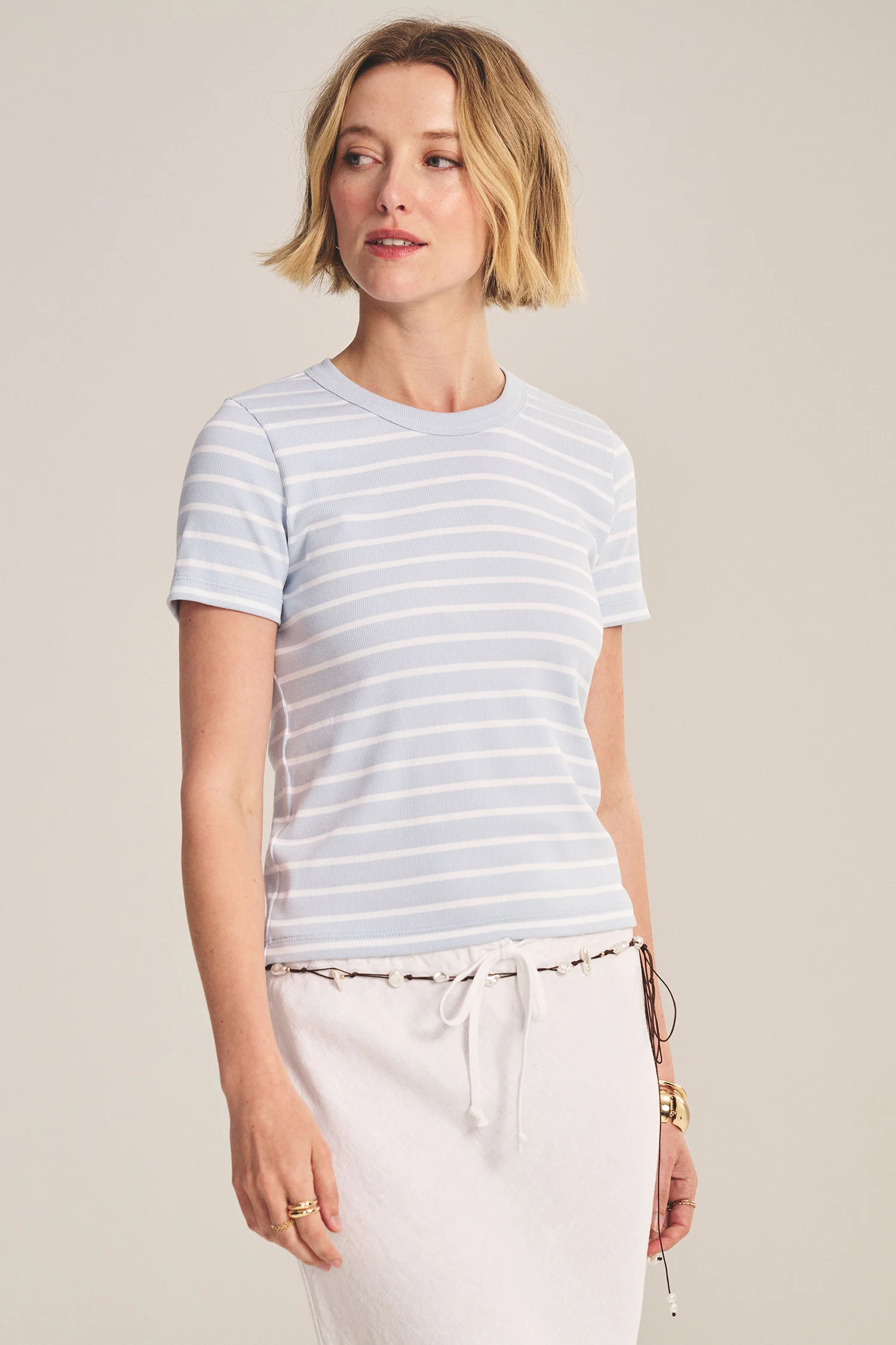 VELVET - STRIPE RIB & POPLIN MIX MEDIA TOP BRENDA07 - Image 9