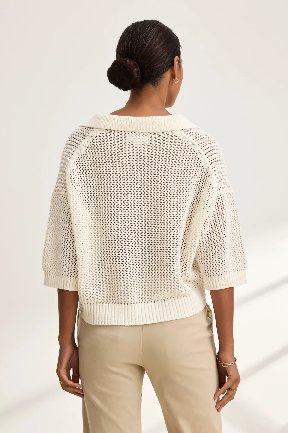 VELVET- Women's york cotton cashmere mesh sweater polo - Image 4