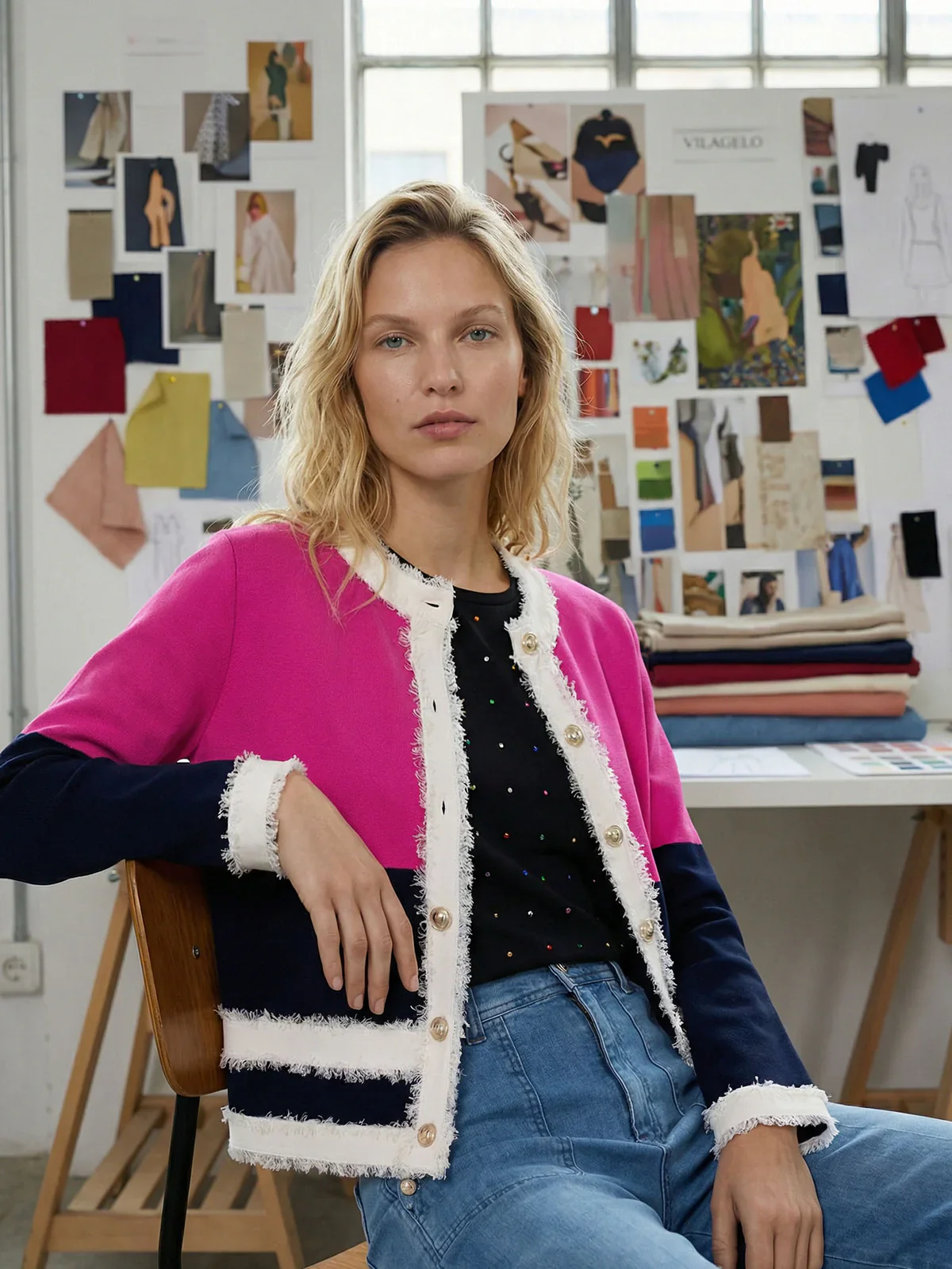 VILAGALLO - WOMEN'S BICOLOUR CARDIGAN - Image 2