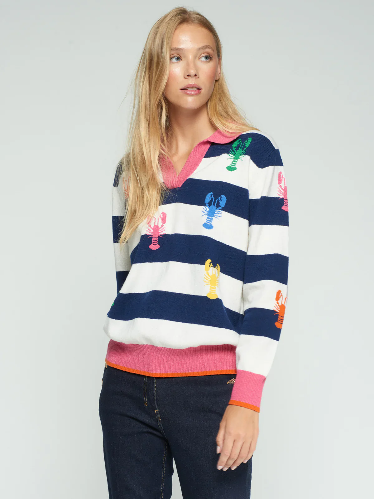 VILAGALLO - WOMEN'S JR C/POLO INTARSIA LANGOSTAS SWEATER - Image 2